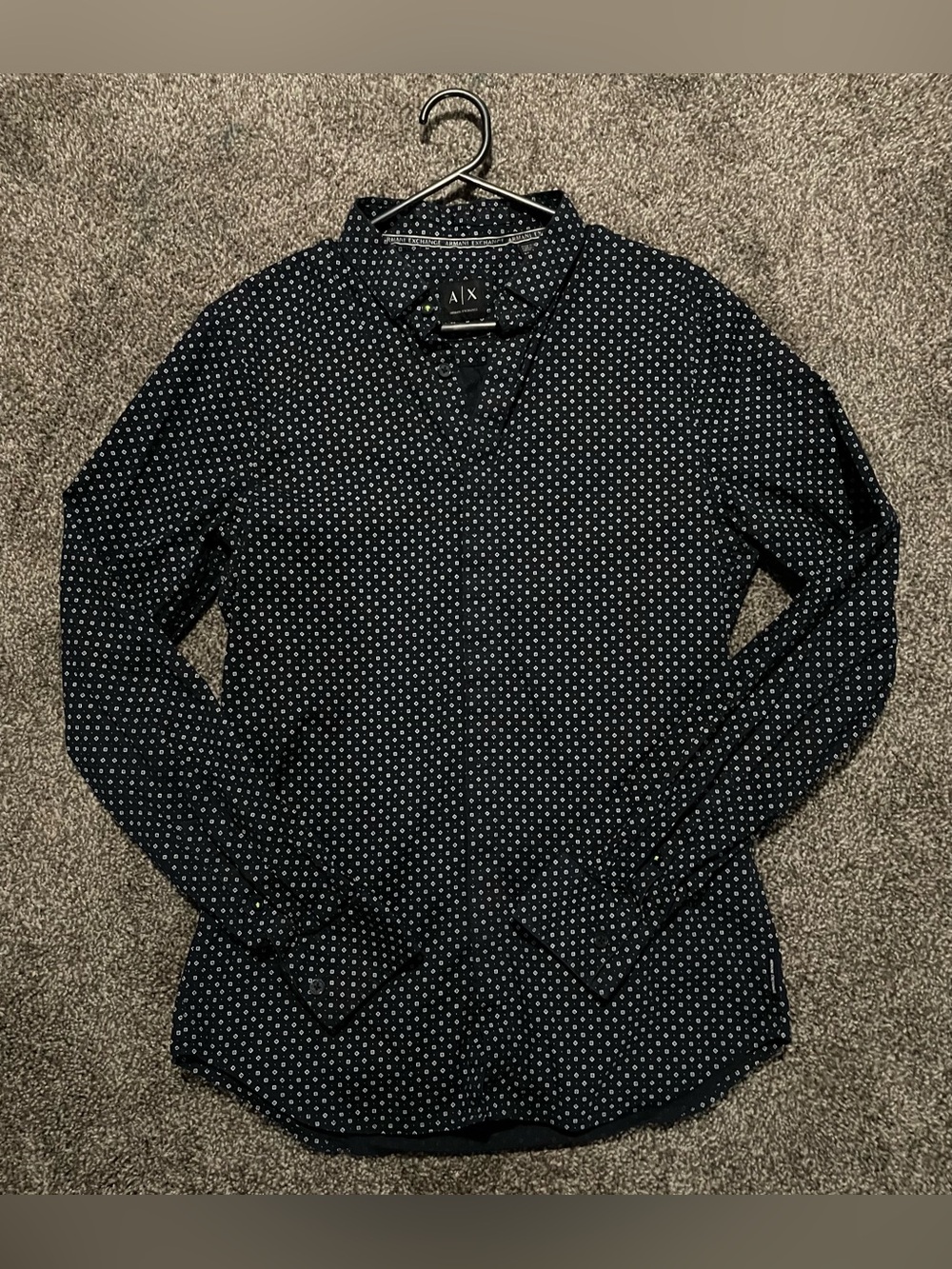 A/X Armani Exchange Men's Black Button-Down Dress Shirt